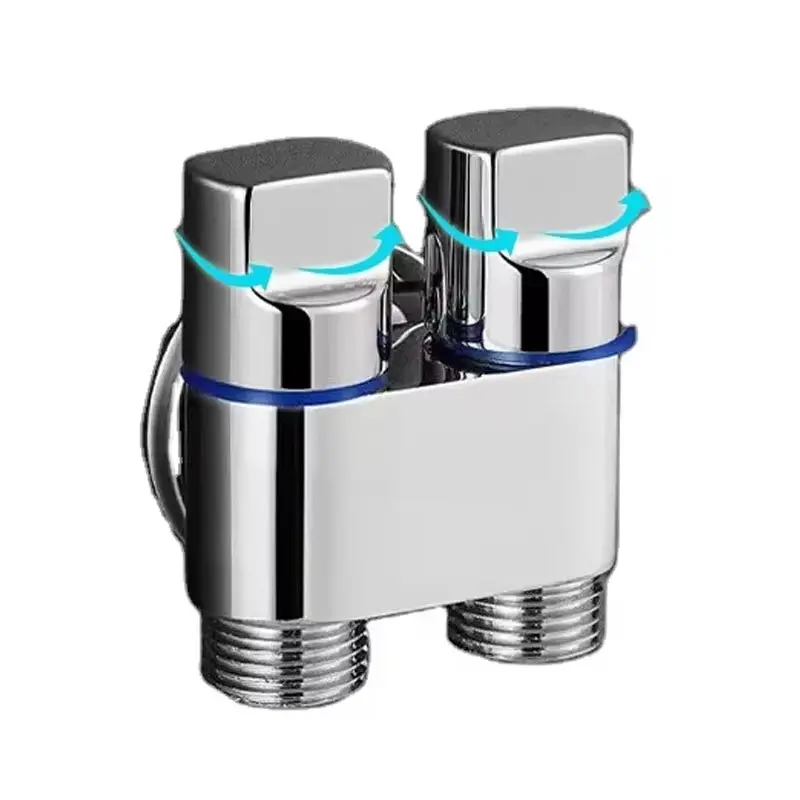 Robinet d'arrêt d'eau automatique à angle ultra-court Robinet classique en zinc à 2 voies pour machine à laver Mini Accessoire domestique à faible encombrement