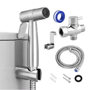 Factory Direct 304SUS Brushed Nickel Handheld Bidet Sprayer Set Bathroom Shattaf Faucets Chrome Soft Hose Connection Bath Shower
