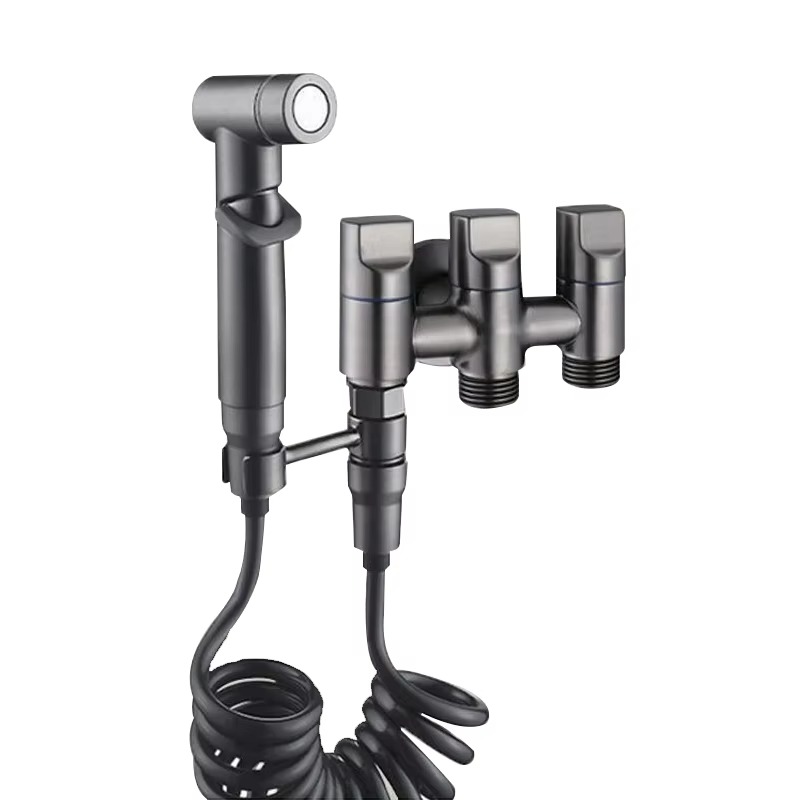 Good Price Handheld Stainless Steel Bidet Sprayer Single Cold Water Valve All-Copper Three-Layer Double Toilet Water Valve Bathroom Faucet