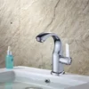 2024122106400417 Rubinetto da lavabo contemporaneo a una maniglia in ottone e zinco con contatore dell'acqua fredda in plastica Rubinetto moderno per il lavaggio a mano della casa per la camera da letto