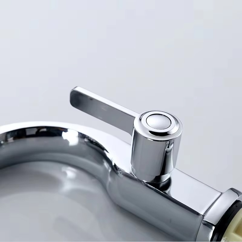 2024122106401143 Rubinetto da lavabo contemporaneo a una maniglia in ottone e zinco con contatore dell'acqua fredda in plastica Rubinetto moderno per il lavaggio a mano della casa per la camera da letto