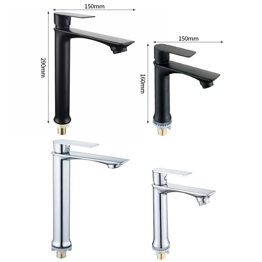 2024122106433148 صنبور حوض نحاسي أسود بفتحة واحدة من النحاس الأسود فعال من حيث التكلفة لحوض الحمام صنبور بمقبض واحد مقنن للاستخدام المدرسي