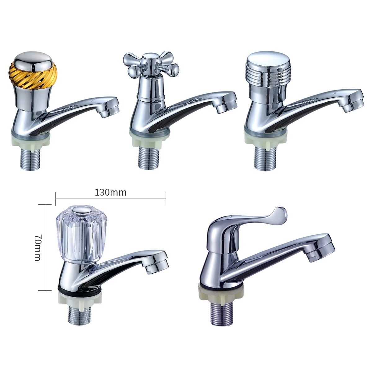 2024122107053232 صنبور حوض فاخر بفتحة واحدة مثبت على سطح الحوض صنبور ماء بارد بتصميم بمقبض واحد مع خاصية القياس بسطح مصقول