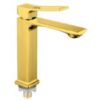 Modern Single-Hole Gold Basin Tap with Thermostatic & Metered Features for Bathroom or Hall & Gym Use