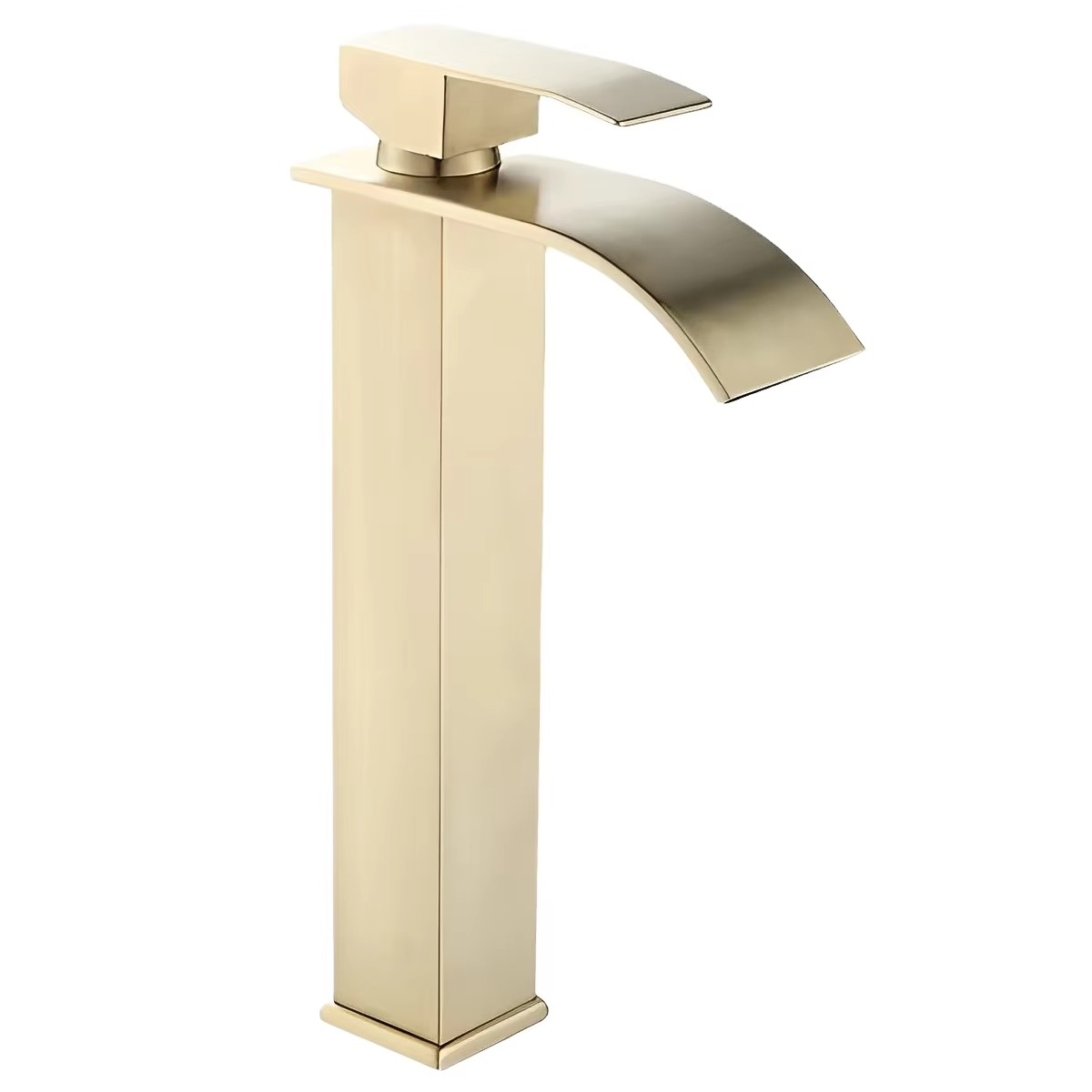 2024122208302252 Luxe Golden Stainless Steel Brushed Nickel Single Handle Waterfall Spout Bathroom Faucet Lavatory Faucet Basin Mixer Tap