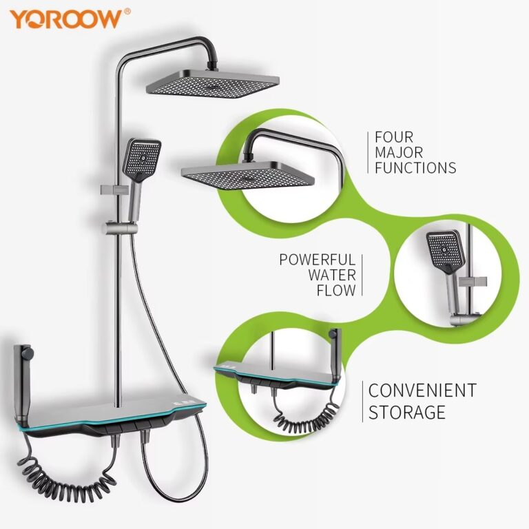 all'ingrosso Lusso Smart Temperature Display Square Shower Colonna a muro cascata doccia miscelatore 4 funzioni rubinetto doccia