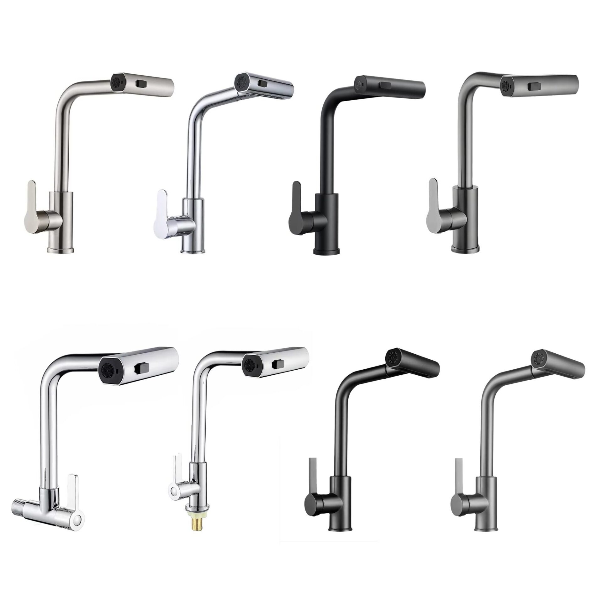 2024123008543822 Роскошный Современный Pull-Out Водопад Смеситель Кухня Кран 201 Нержавеющая Сталь Керамический Клапан Сердечник Коммерческий Кран Оружие Серый