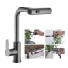 2024123008550032 Luxury Modern Pull-Out Waterfall Mixer Kitchen Faucet 201 Stainless Steel Ceramic Valve Core Commercial Tap Gun Grey