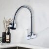 主图_3 New Arrival Modern Chrome Zinc Single Cold Water Kitchen Faucet Single Hole Single Handle Faucet Swivel Spout Kitchen Faucet