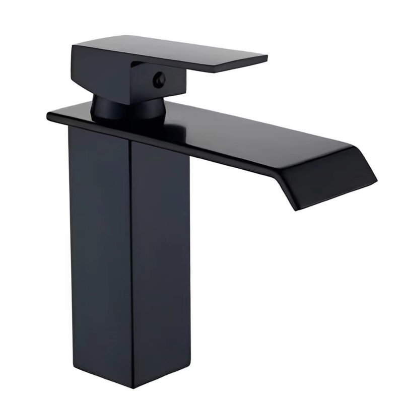 Design contemporaneo 201 Rubinetto per lavabo quadrato in acciaio inox Maniglia termostatica Miscelatore nero con montaggio a foro singolo per ville moderne