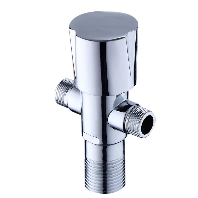 Modern Design Zinc Alloy Double Outlet Angle Valve for Bathroom Kitchen and Apartment Faucet Accessories for Household Use