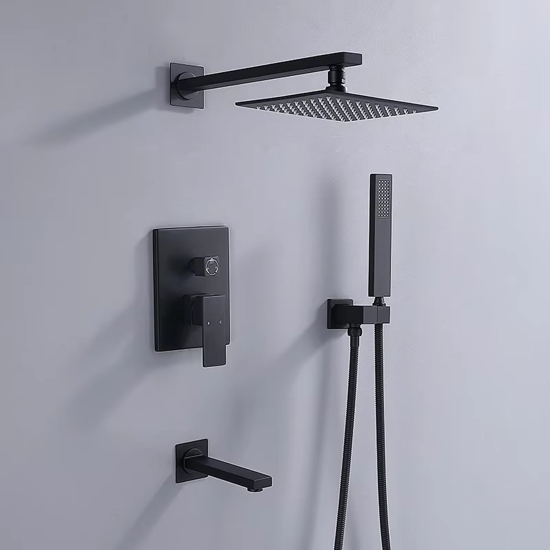 主图_1 Douche de luxe en laiton à double fonction Chute d'eau et jet de pluie Massage doux Installation dissimulée Robinet de plafond pour salle de bains