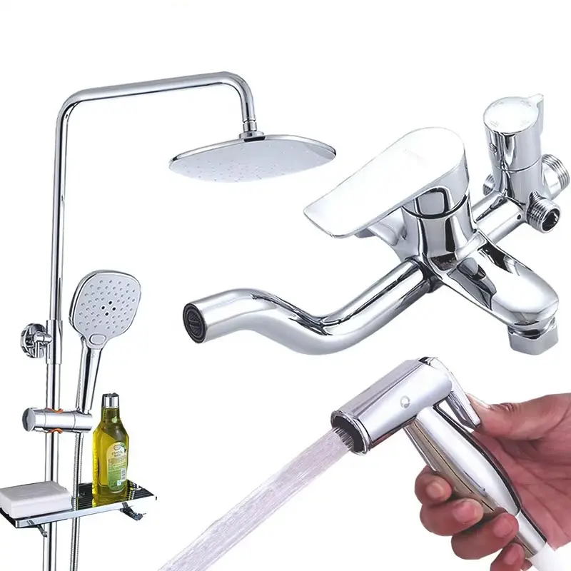 Ensemble de robinets de douche contemporains en cuivre ABS à une seule poignée In-Wall Rainfall Salle de bain Bidet Laiton Zinc Matériau pour la douche