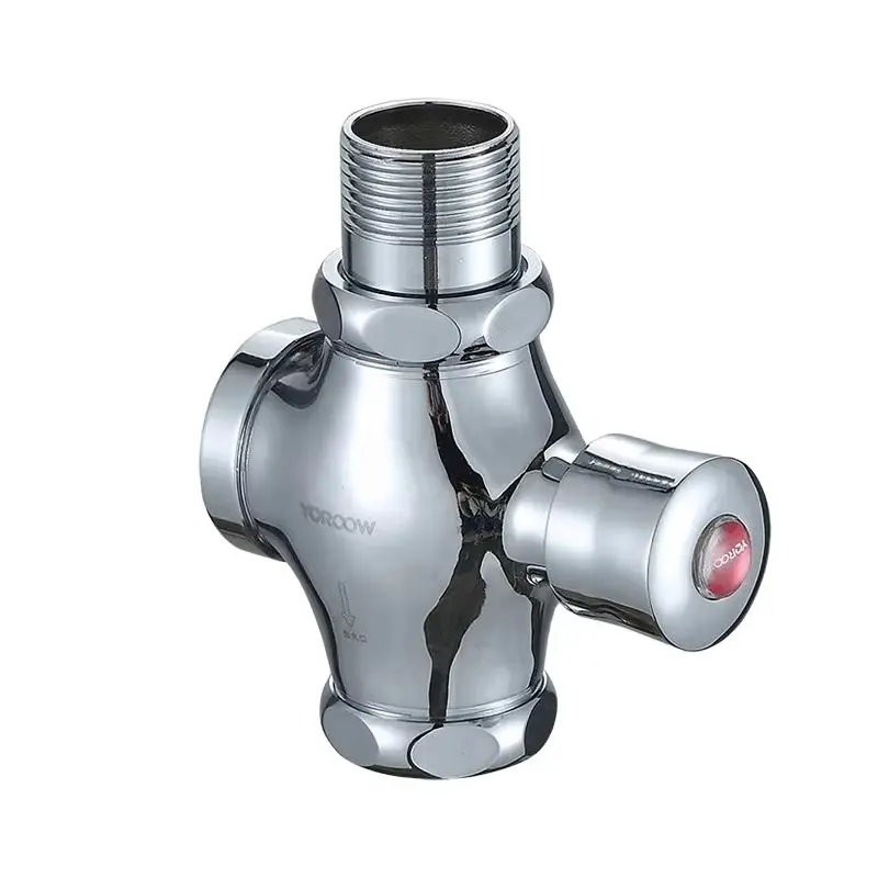 Largement utilisé Manuallollet Chrome Plate Brass Body Single Handle Water Valve Flush Valve Push Button for Public Toilets
