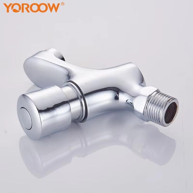 Wall mounted Time-Delay Basin Faucet Chrome Plated Self Closing Water Saving Basin Faucet for Home or Outdoor