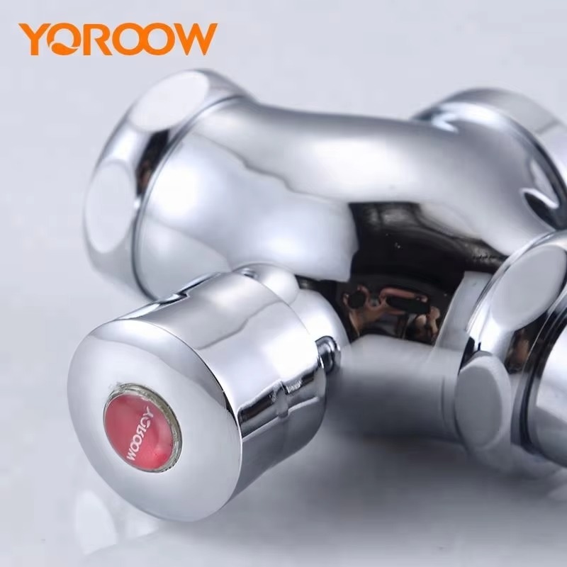 主图_3 Largement utilisé Manuallollet Chrome Plate Brass Body Single Handle Water Valve Flush Valve Push Button for Public Toilets