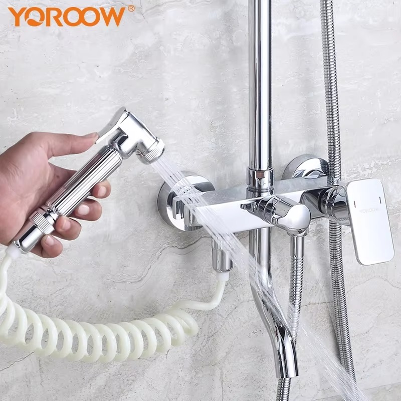 主图_4 Système de douche commercial de haute qualité Luxe Square Ceiling Adjustable Flow Set Polished Brushed Hot Cold Faucet Shower Head