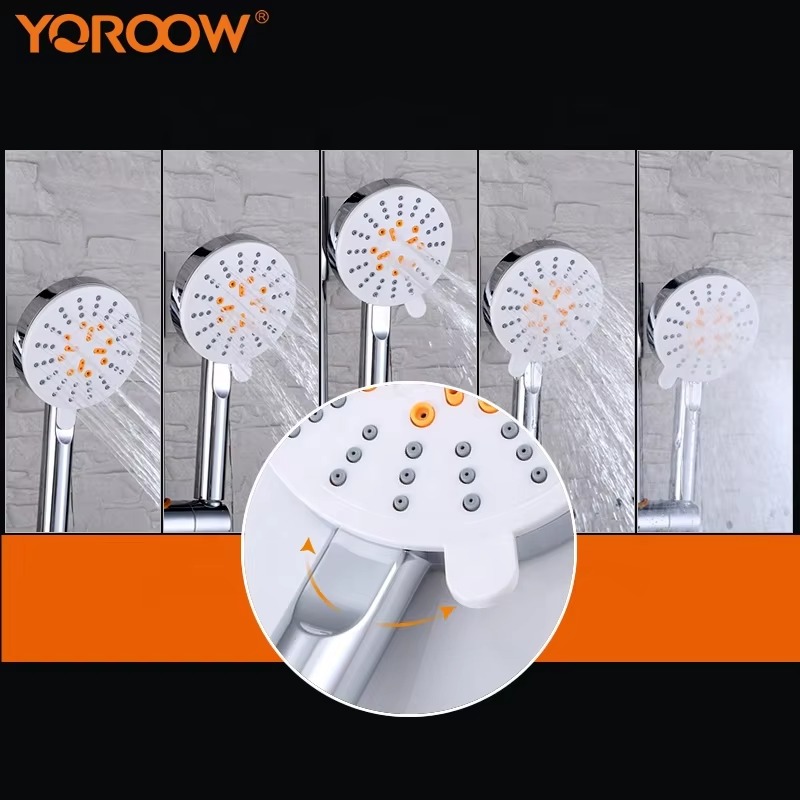 主图_6 Système de douche commercial de haute qualité Luxe Square Ceiling Adjustable Flow Set Polished Brushed Hot Cold Faucet Shower Head