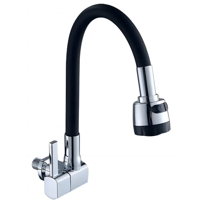 High Quality Single Hole Single Handle Modern Black Color Commercial Kitchen Faucet Wall Mounted Zinc Single Cold Water Faucet