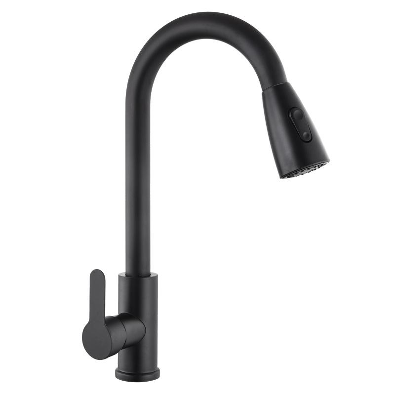 1 (3) Завод Прямые продажи 201 Нержавеющая сталь одной ручкой тянуть кухонный кран высокий кран кухня смеситель двойной режим выход черный горячая холодная вода раковина кухня