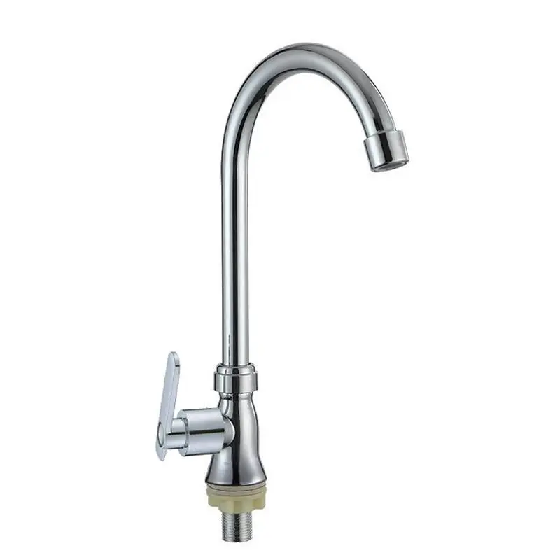 Hot Selling Single Cold Water Kitchen Faucet High-Arc Chrome Deck Mounted Zinc Alloy Kitchen Bar Tap Gourmet Single Cold Kitchen Tap