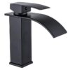 11 Modern Square Matte Black Basin Faucet Contemporary Style Stainless Steel Waterfall Bathroom Mixer Faucet