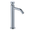 Chrome Plated Bathroom Tall Basin Faucet Deck Mounted Single Round Handle Push Button Delay Action Taps
