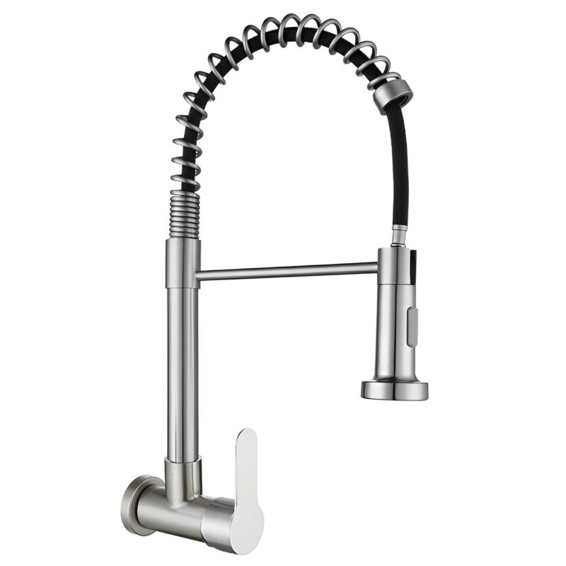 Contemporary Chrome Kitchen Faucet Single Cold Sink Tap Extension Stainless Steel Pull Spring Kitchen Faucets