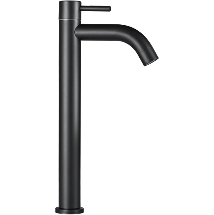 صنبور حوض بارد واحد عالي الجودة صنبور حوض حوض أسود غير لامع عالي الجودة 304 صنبور بمقبض واحد من الفولاذ المقاوم للصدأ 304