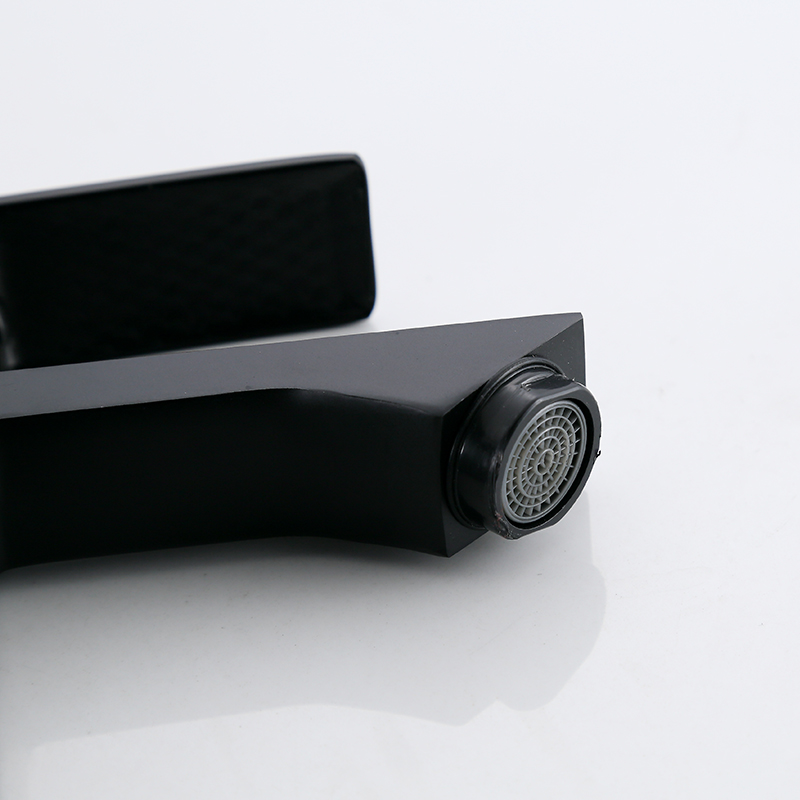 5114 Rubinetto singolo minimalista per lavabo ad acqua fredda Rubinetto per lavello in zinco nero con nucleo di valvola in ceramica Miscelatore per lavabo per villa e albergo