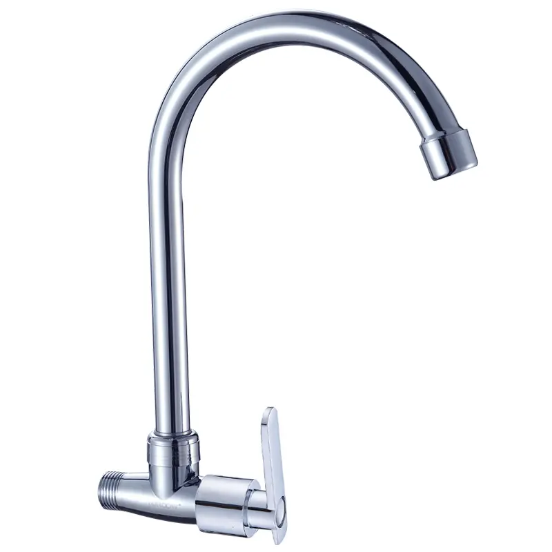 Hot Selling Single Cold Water Kitchen Faucet High-Arc Chrome Deck Mounted Zinc Alloy Kitchen Bar Tap Gourmet Single Cold Kitchen Tap