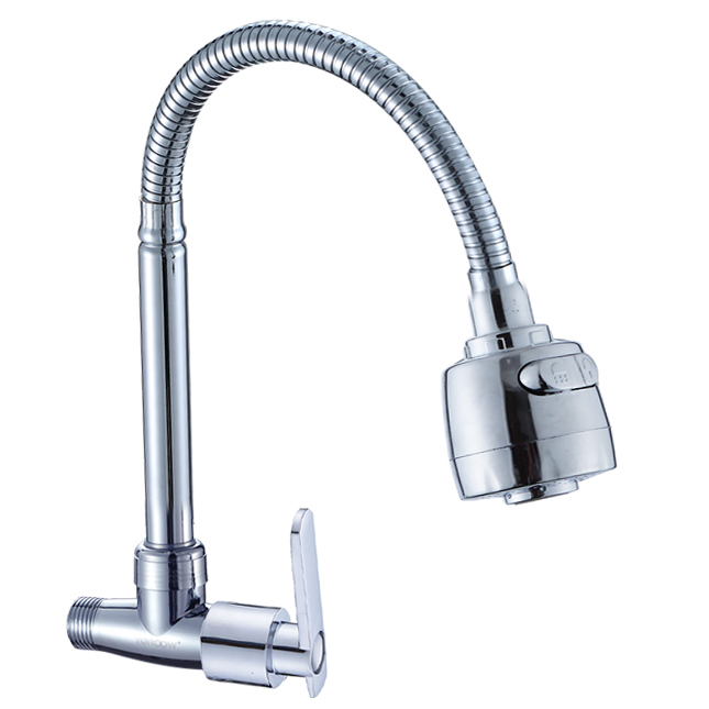 Vendita calda rubinetto singolo acqua fredda cucina High-Arc cromo montato a ponte in lega di zinco cucina rubinetto bar Gourmet cucina singola fredda