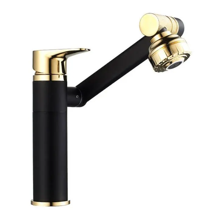 Robinet mitigeur de lavabo noir classique pour salle de bain Hotel Villa-Brushed Finish Vanity Faucet for Washbasin