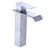 High Quality Single-Hole Mounted Square Basin Faucet Mixer Thermostatic Waterfall Face for Bathroom School Stylish Contemporary Design - 7163B6