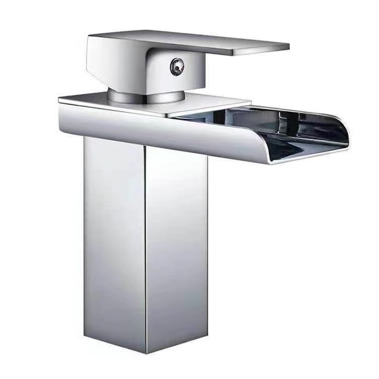 صنبور حوض حمام ذهبي بمقبض واحد معاصر فاخر من الفولاذ المقاوم للصدأ صنبور خلاط حوض غسيل<span> - </span>7165B6