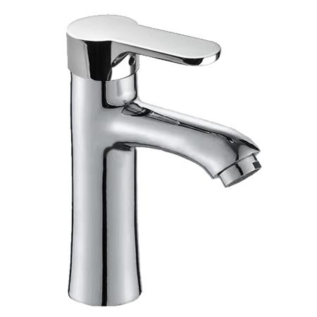 صنبور حوض حوض طويل عصري من الكروم بفتحة واحدة بمقبض واحد من النحاس الأصفر بتصميم أنيق