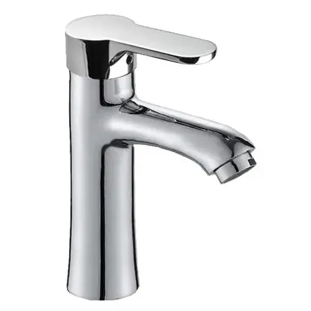 Robinet de lavabo monotrou contemporain chromé Mitigeur de salle de bains en laiton avec design élégant