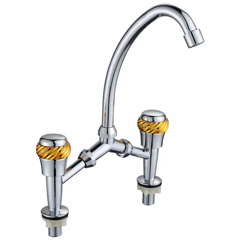 صنبور مطبخ فندق حديث بمقبض مزدوج من الزنك مع صنبور ماء ساخن وبارد بمقبض واحد للمطبخ بسعر