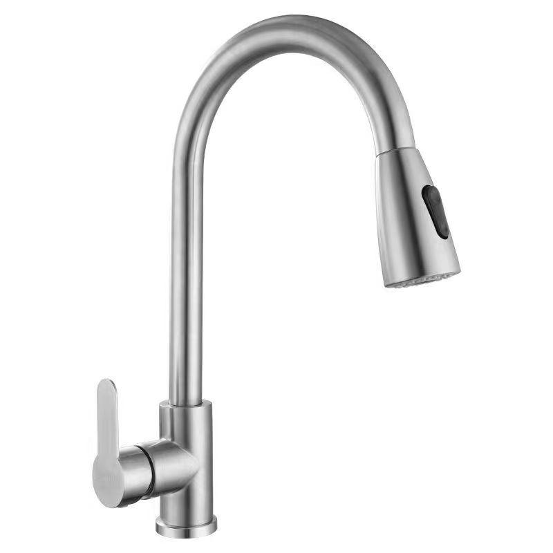 87 Завод Прямые продажи 201 Нержавеющая сталь одной ручкой тянуть кухонный кран высокий кран кухня смеситель двойной режим выход черный горячая холодная вода раковина кухня