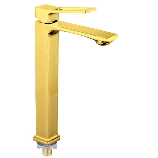 Rubinetto moderno a un foro per lavabo Zinco Oro Alto Singolo Freddo Finitura Oliata Nucleo Valvola in Ceramica Misurato per Uso Domestico Scolastico