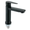9137B2-151B2 Torneira de lavatório simples fria preta elegante Torneira de lavatório em aço inoxidável de estilo contemporâneo com acabamento escovado em cerâmica para uso escolar e hospitalar
