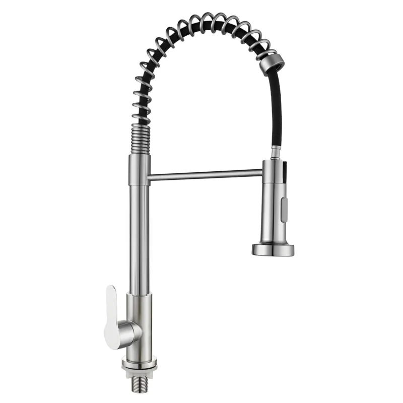 Luxueux robinet de cuisine SUS 304 à levier unique Gold Faucet Rotating Feature Single Cold Water Tap Chrome Pull Kitchen