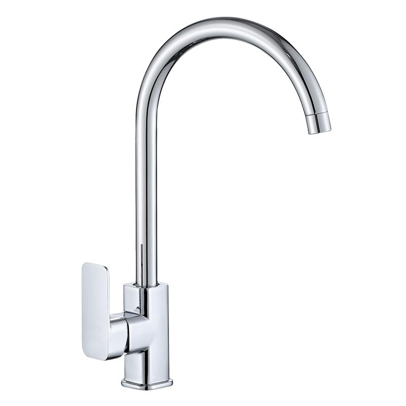Modern Square Design Zinc Alloy Wall Mounted Kitchen Faucet Hot Cold Water Sink Mixer Conveniently Movable Tap