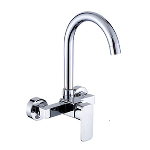 Modern Square Design Zinc Alloy Wall Mounted Kitchen Faucet Hot Cold Water Sink Mixer Convenly Movable Tap (Robinet de cuisine mural pour l'eau chaude et froide)