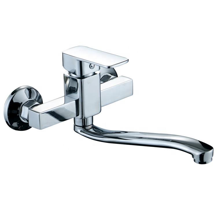 حنفية مطبخ بتصميم عصري مربع من سبائك الزنك مثبتة على الحائط صنبور ماء بارد وساخن خلاط حوض المطبخ حنفية ماء بارد مريحة متحركة