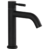 image Robinet de lavabo simple et froid de haute qualité Robinet de lavabo simple et froid de bonne qualité en acier inoxydable 304, noir mat, monté sur le sol.
