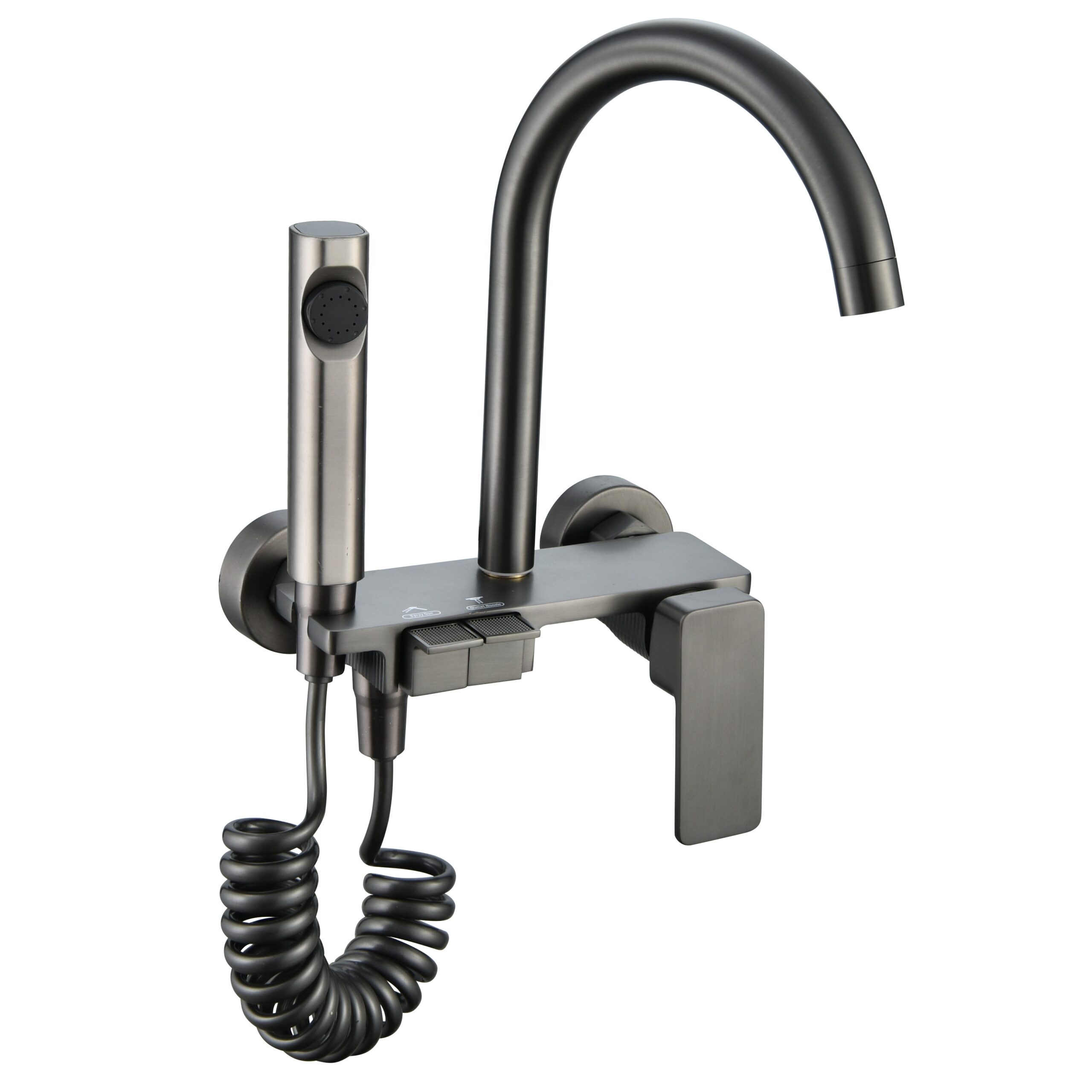 主图_5 Robinet de cuisine mural moderne en laiton Flexible Gun Grey WaterFall Sink Faucet Kitchen Tap Shower Tap Waterfall Design
