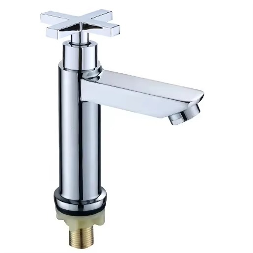 منفذ المصنع صنبور حوض غسيل بارد واحد من سبائك الزنك الكروم من المصنع صنبور حوض غسيل علوي بمقبض صنبور