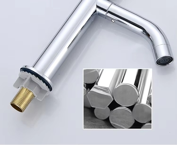 主主_fUzhsHsYdx_4 304 صنبور حوض ماء بارد واحد من الفولاذ المقاوم للصدأ 304 صنبور حوض ماء بارد واحد مع فوهة طويلة بتصميم عصري بفتحة واحدة