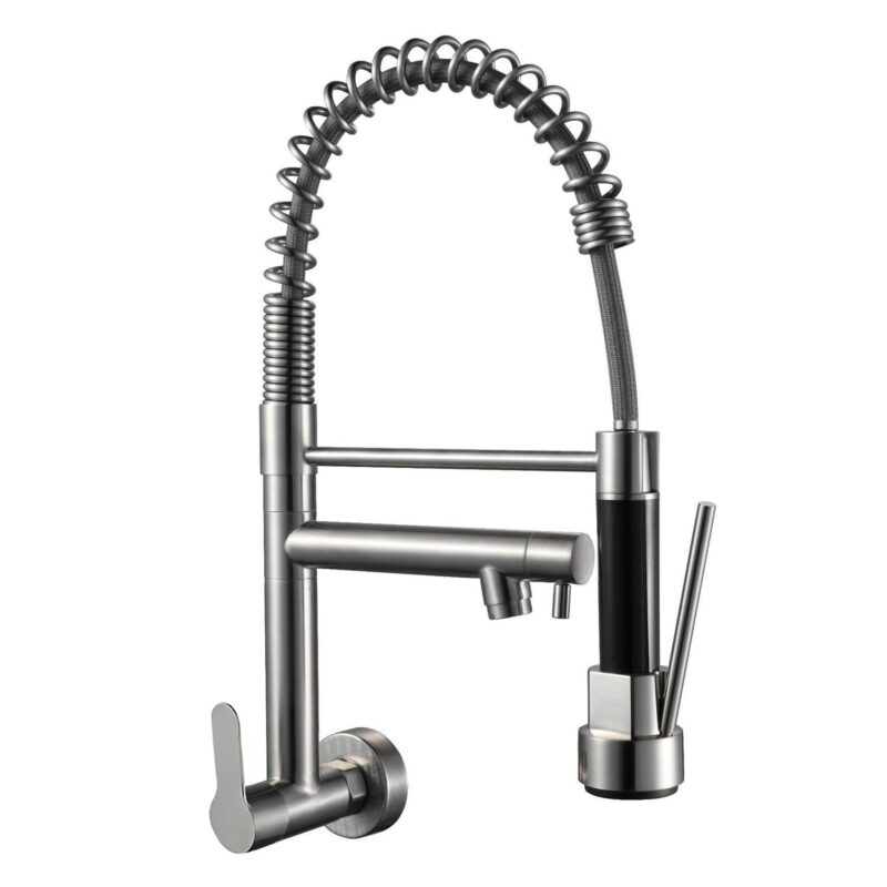 Modern Stainless Steel Single Handle Kitchen Faucet Black Matte Sprayer with 2 Function Pull Tap Single Cold Kitchen Sink Taps